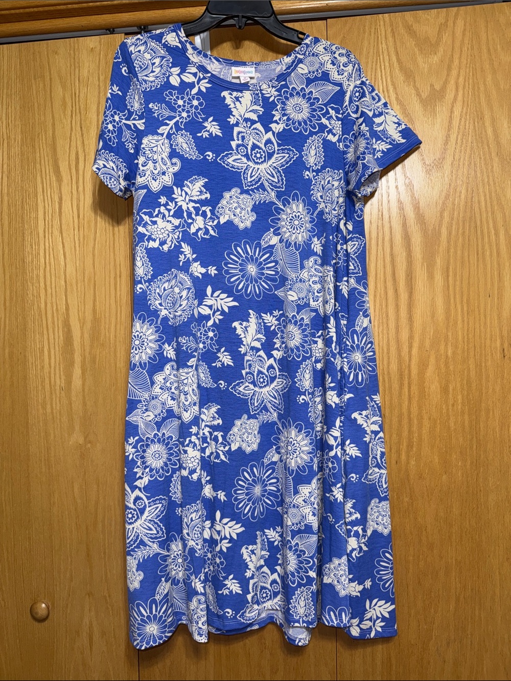 LuLaRoe Jessie Blue and White Floral Midi Dress